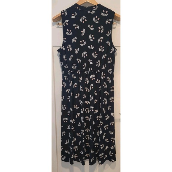 Anne Klein Dress Women 12 Black Pink Cherries Fit Flare Elastic Waist Feminine - Picture 5 of 11